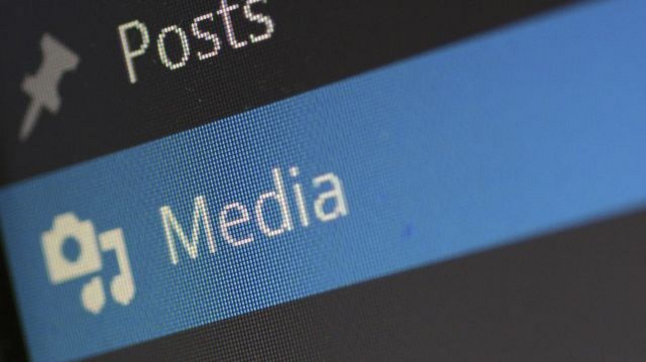 Nahaufnahme auf Spartphone mit Schriftzug Media