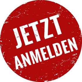 Jetzt anmelden als Schriftzug mit rotem Hindergrund