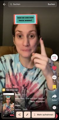 TikTok Nutzerin nutzt den Filter "Wie gebärdet man .. " TikTok Nutzerin nutzt den Filter "Wie gebärdet man .. "