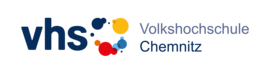 Logo VHS Chemnitz mit Schriftzug und bunten Punkten