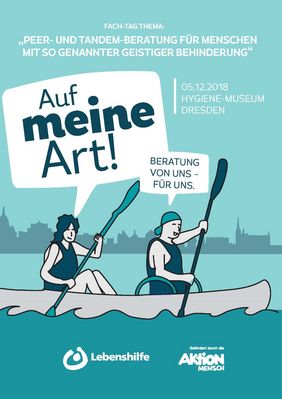 Zwei Menschen in einem Ruderboot mit Infos zum Fachtag