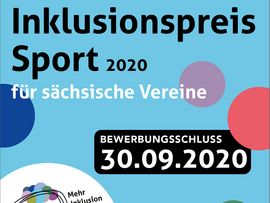 Flyer zum Inklusionspreis Sport 2020 mit Hinweis auf den Bewerbungsschluss 30.09.2020