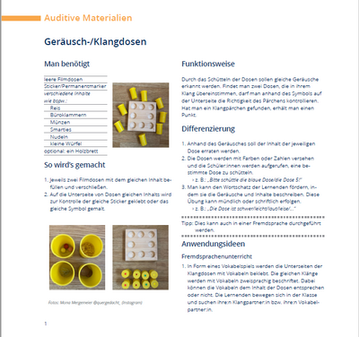 Auditive Materialien: Ger&auml;usch-/Klangdosen