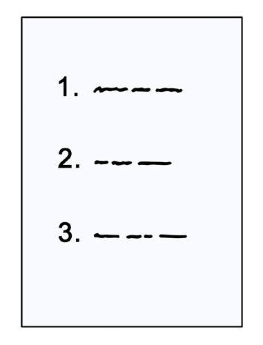Leichte Sprache_liste Zeichnung einer Liste mit drei Aufzählungen